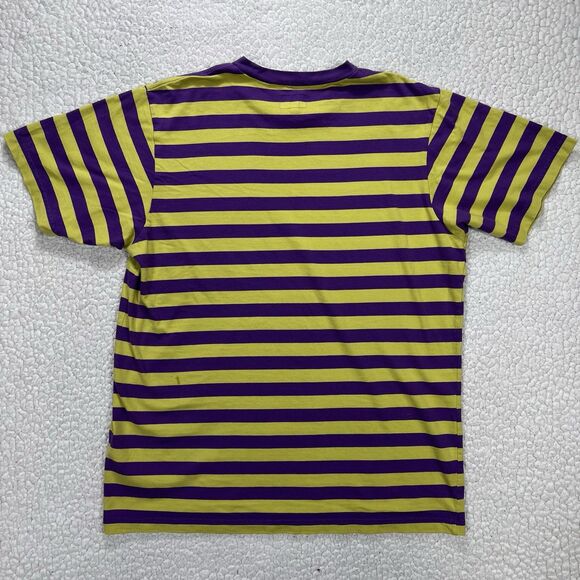 Supreme Striped T Shirt Men’s M Purple Yellow Minimal Logo Streetwear - Picture 8 of 10